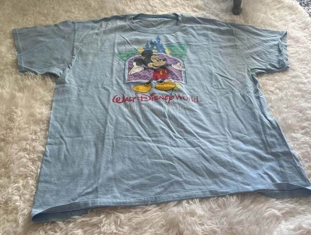 Vintage Walt Disney World Mickey Mouse 'Where Dreams Come True' Light Blue Tee